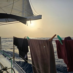 Washing Day And Beautiful Sunset by David