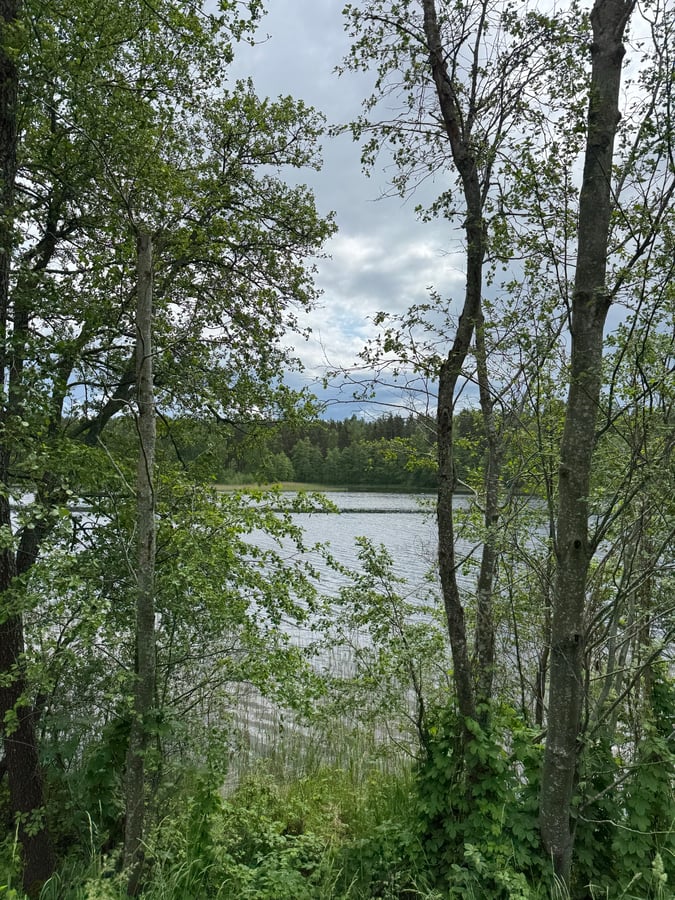Un lago diferente a cada lado de la carretera, Letonia