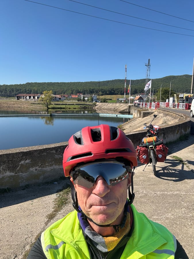Crossing a dam and into the hills, Romania