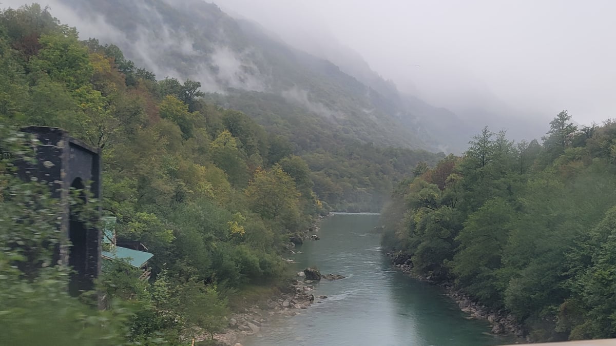 Rivers and snow-capped mountains on the way into Bosnia and Herzegovina, Bosnia & Herzegovina