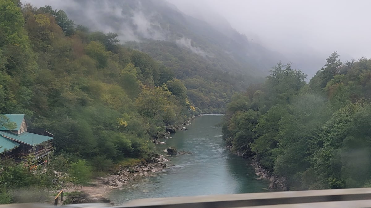 Rivers and snow-capped mountains on the way into Bosnia and Herzegovina, Bosnia & Herzegovina