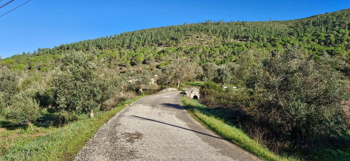 Old Bridge And Info Boards, Portugal