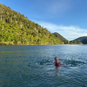 Sauna and dip in The Blue Lake by Nick