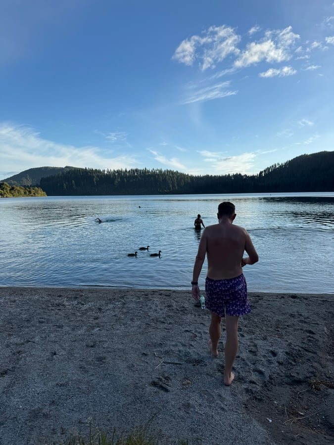 Sauna and dip in The Blue Lake, New Zealand