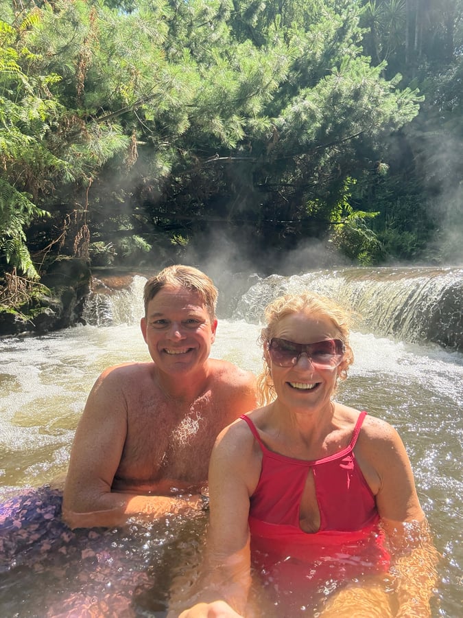 Kerosene Creek a hot spring stream, New Zealand