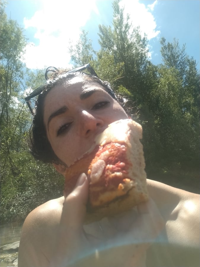 Little swim and focaccia stop, Italy