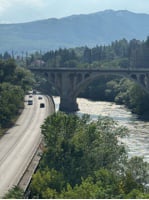 Crossing the river to go towards Tbilisi, Georgia