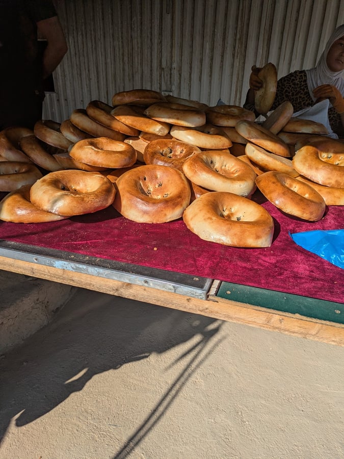 Local bread and small shop, Uzbekistan