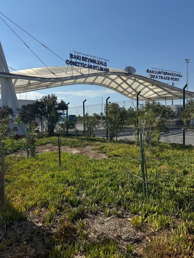 Hotel Port, and our bikes in departures, Azerbaijan