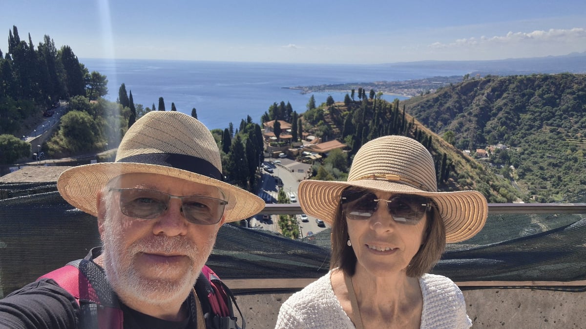 Arrival in Taormina by car, Italy