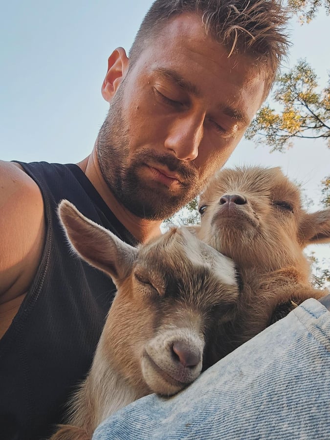 Zendara living with goats, Australia