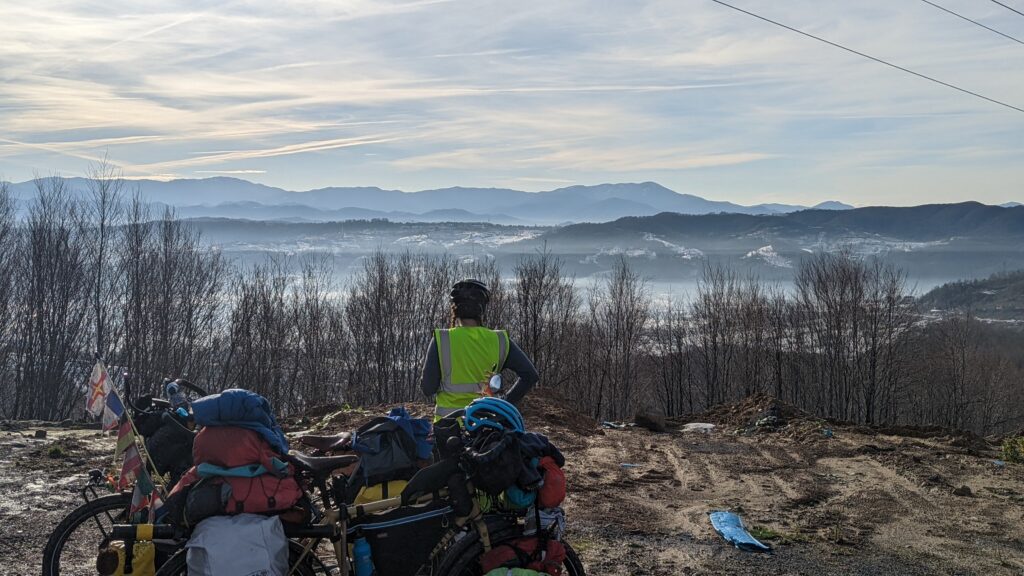 Snow view in Turkey on bikepacking trip