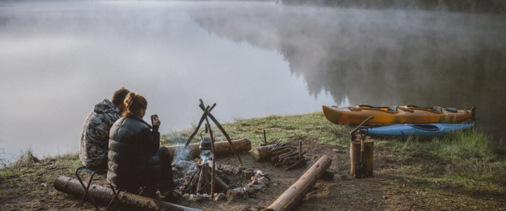 Adventure Travel - Kayak and Campfire